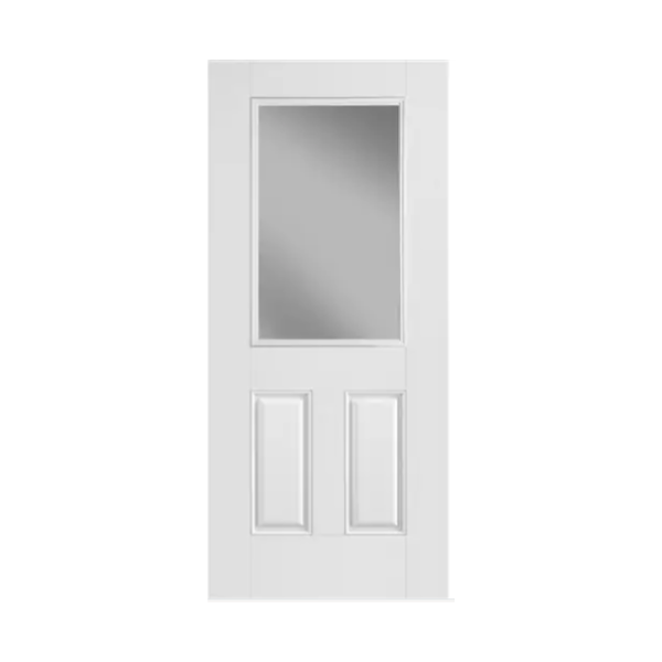 1 Lite Over 2 Panel Clear Belleville Smooth Fiberglass Door